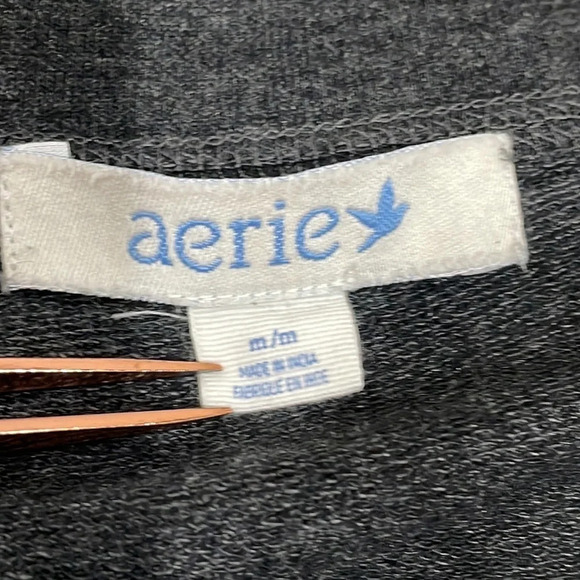 Aerie 3/4 Sleeve Embroidered Embellished Lightweight Gray Pocket Sweatsh… - Picture 9 of 16